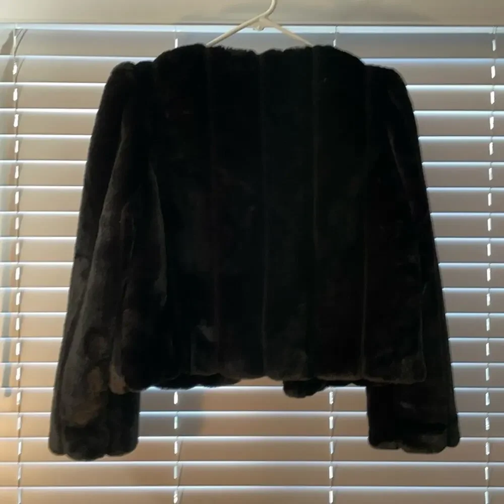 NWT - Michael Kors - Faux Fur Open Front Cropped Jacket Size M